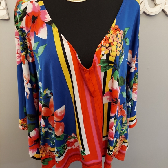 Venus Tropical Batwing Vacation Vibes Blouse Size XL - Picture 1 of 7